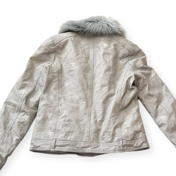 Samantha Sipos Seeing Stars Lamb Leather Biker Jacket Gray, Size S - Picture 12 of 16